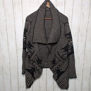 Wool Blend Chunky Knit Cardigan Sweater Sz M Cozy Boho Lagenlook Cabin Earthy